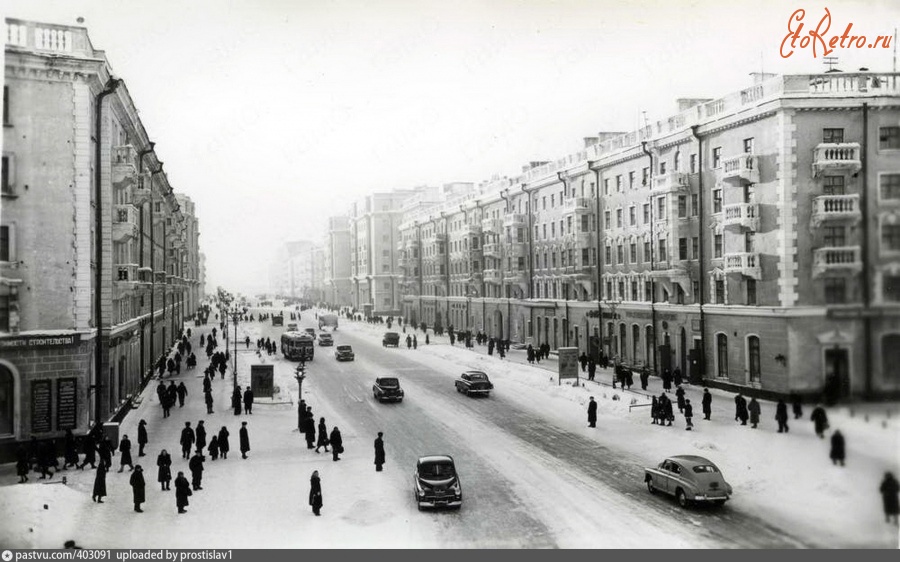 Мурманск - Проспект Сталина. Вид со стороны площади Пять Углов