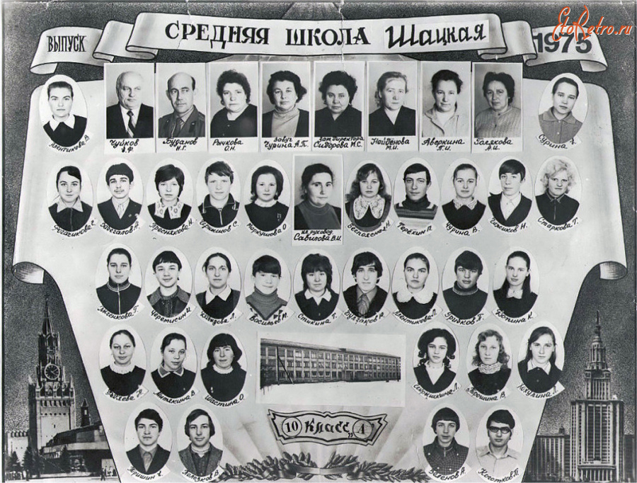Шацк - Шацкая средняя школа, 10 А, выпуск 1975 года.