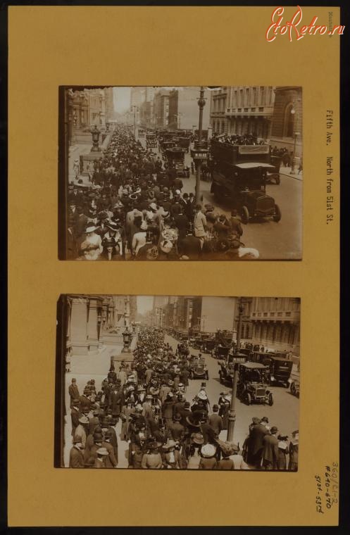Ретро автомобили - Транспорт на Пятой Авеню и 42 улице,  1900-1914