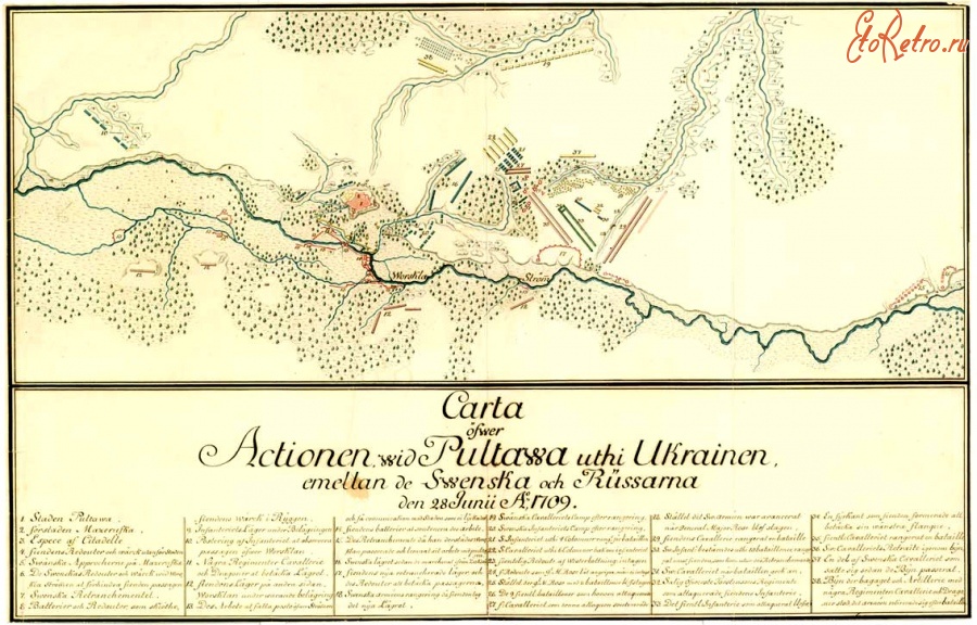 Полтава - Карта Полтавской битвы