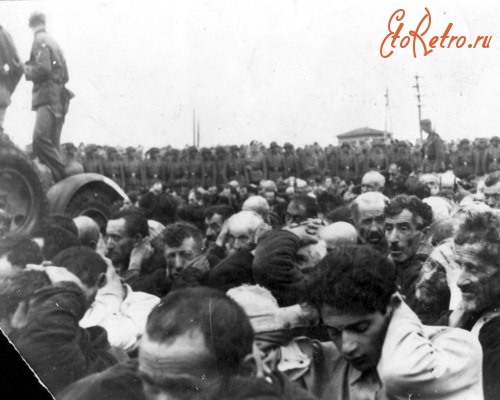 Житомир - Мужчины-евреи, арестованные немецкими солдатами.