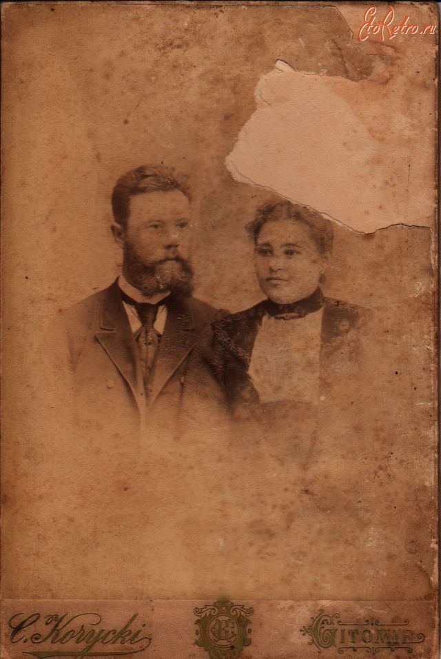 Житомир - Владимир Иосифович Левковский  и жена Прасковья в день свадьбы, 1900 г.