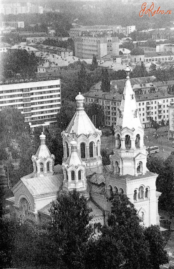 Житомир - Вид Спасо-Преображенского кафедрального  собора с вертолета.