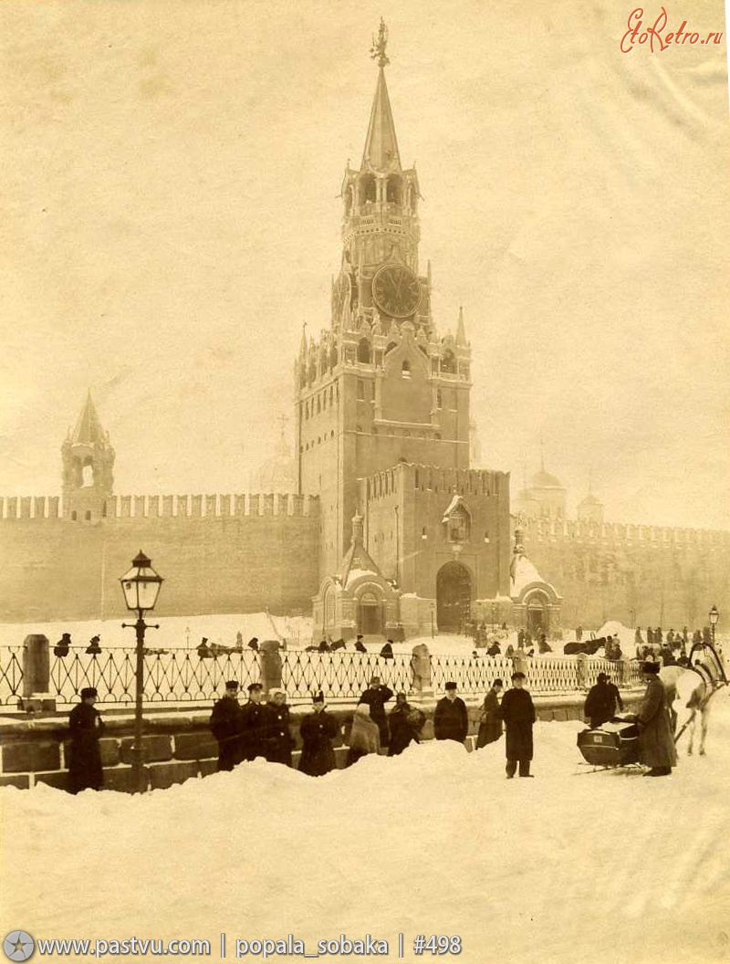 Москва - Спасская башня кремля 1900—1910, Россия, Москва,