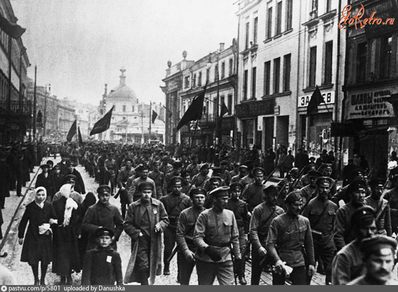 Москва - Тверская улица в сторону центра 1917, Россия, Москва,