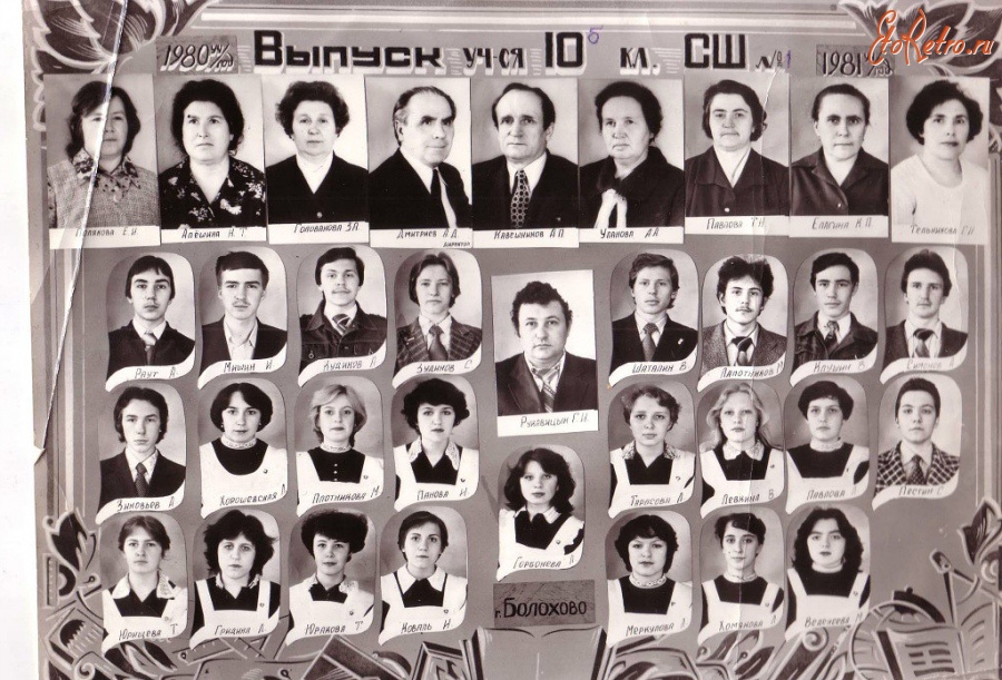 Болохово - Болоховская средняя школа выпуск 1981 года 10б класс- кл, руководитель Рукавицын Геннадий Ильич