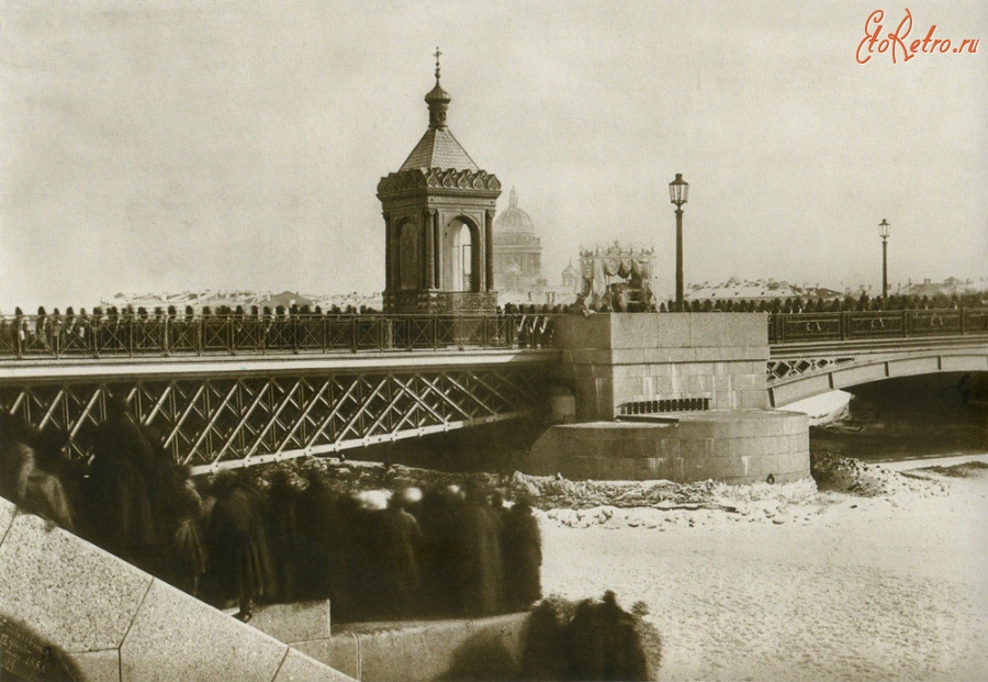 Санкт-Петербург - Похоронная процессия Императора Николая I на Благовещенском мосту.