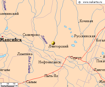 Лянтор - Карта Сургутского района.