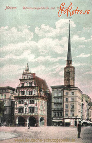 Польша - Ниса (Neisse).  Будівля казначейства і Ратуша.