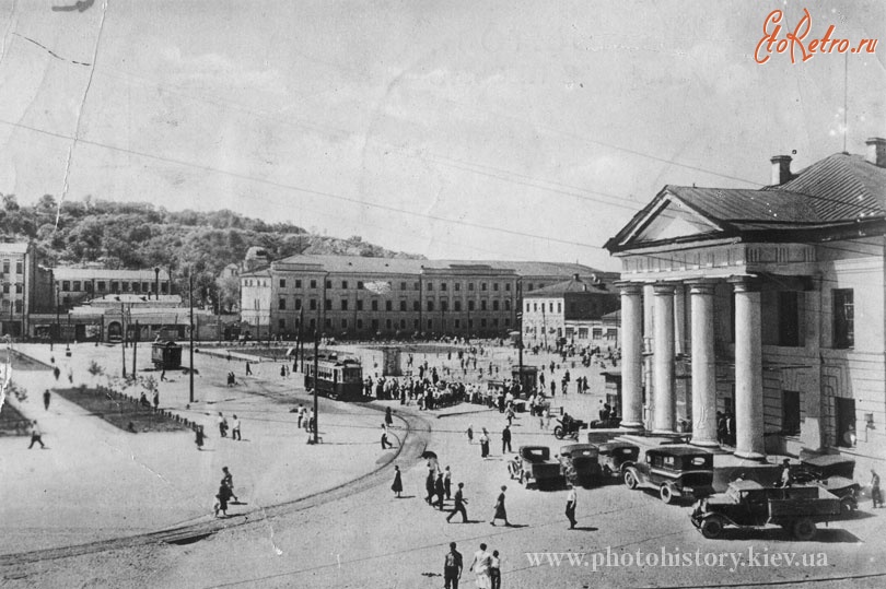 Киев - Київ.  Червона площа (нині Контрактова) та Контрактовий будинок.