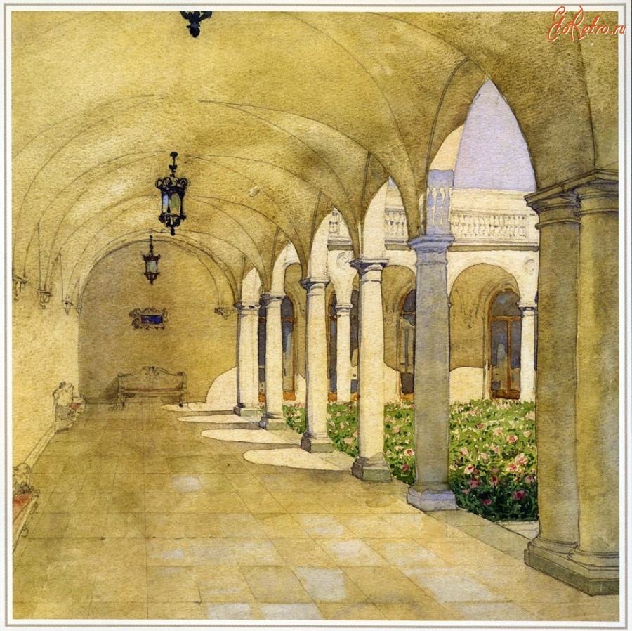 Ливадия - Галерея  Итальянского дворика Ливадийского дворца.