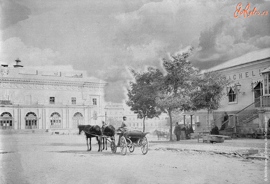 Одесса - Одеса. Оперний театр. Вид на театр і Театральну площу. Кін.1860-х років.