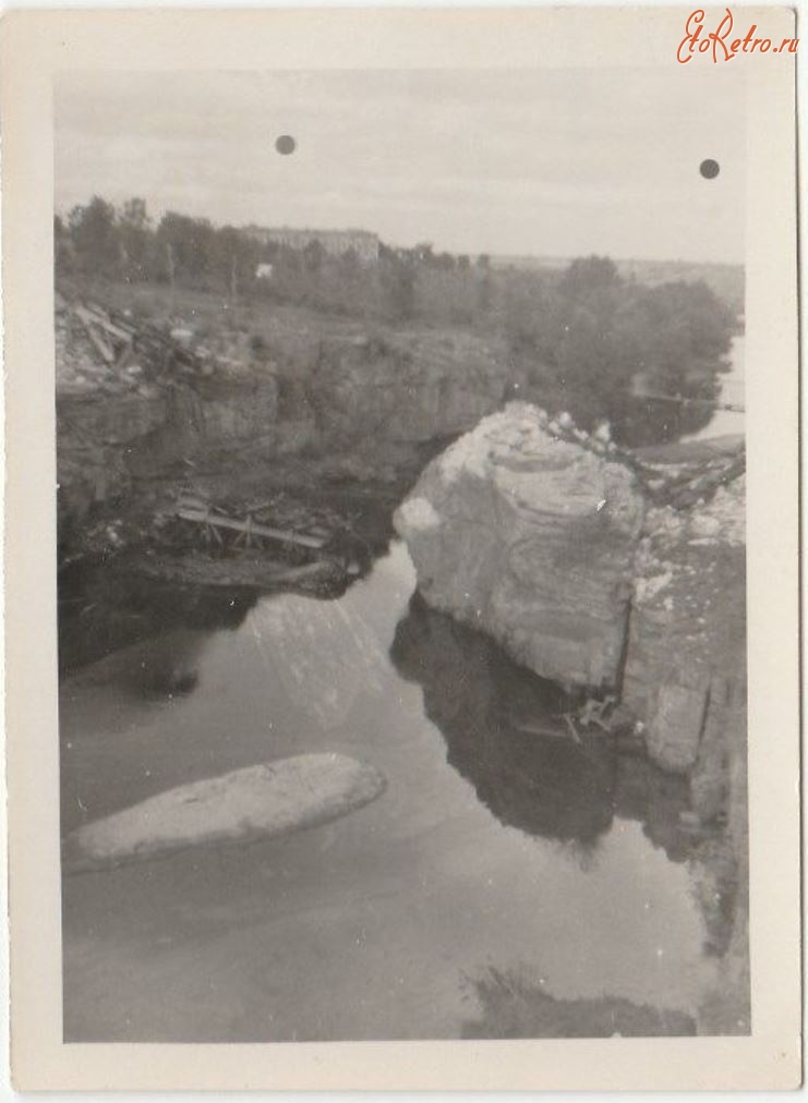 Коростень - Разрушенный железнодорожный мост через реку Уж во время немецкой оккупации в Великой Отечественной войны