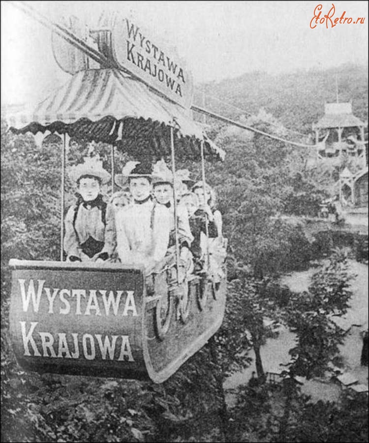 Львов - Львів.  Канатна дорога в Стрийському парку під час Крайової виставки в 1894 році.