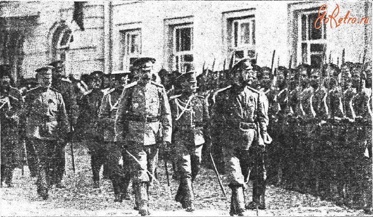 Могилёв - Николай II производит смотр Лейб-Гвардии Сводно-Казачьего полка в Могилёве