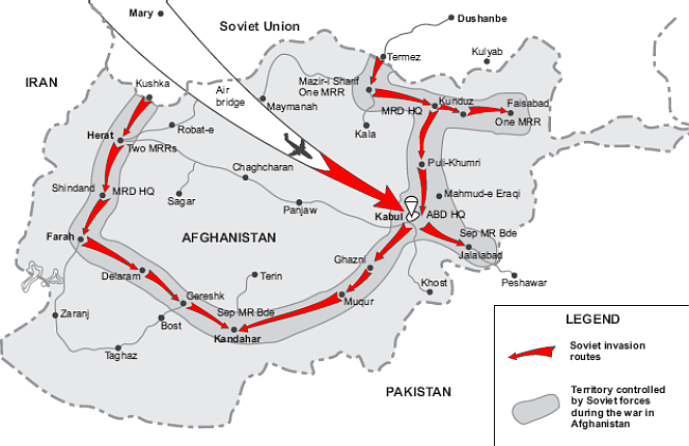 Кабул - Карта ввода советских войск в ДРА