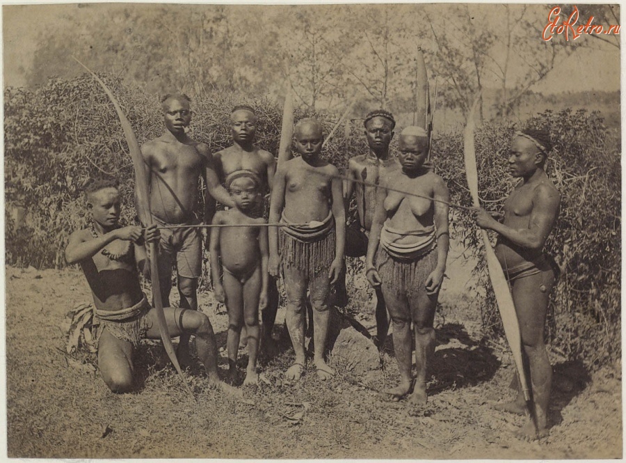 Индия - Жители Андаманских островов с луком и стрелами. 1890