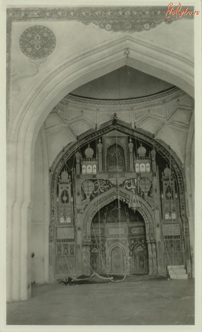 Индия - Ориентированный на Мекку мираб в Джами Масджид в Дели. 1920