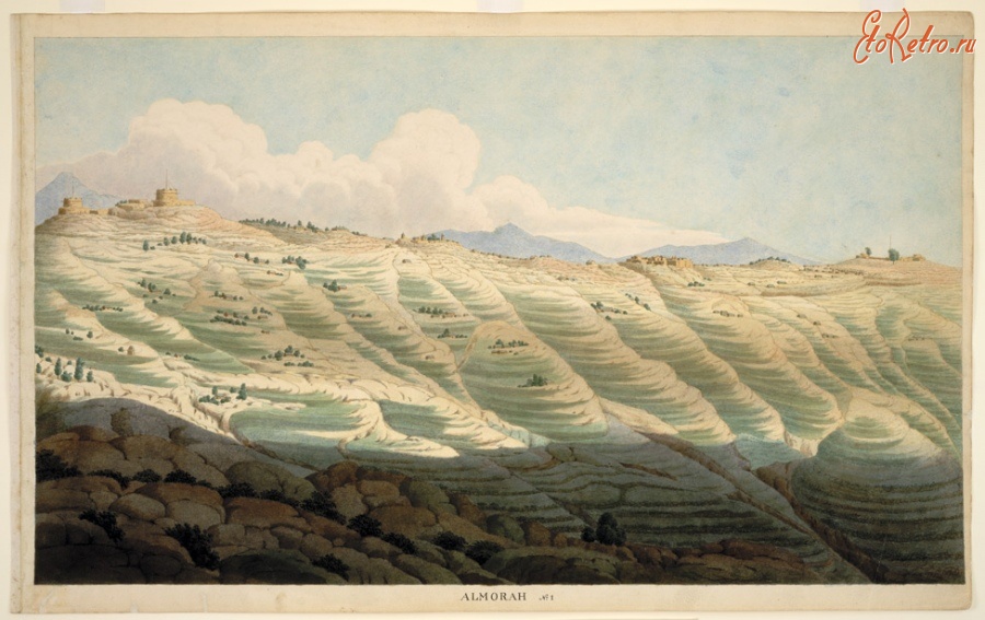 Индия - Вид на город Алмор и  форты, 1815