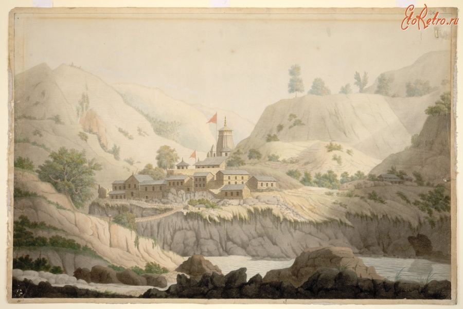 Индия - Город Девапраяга и мост через реку Бхагиратхи, 1808