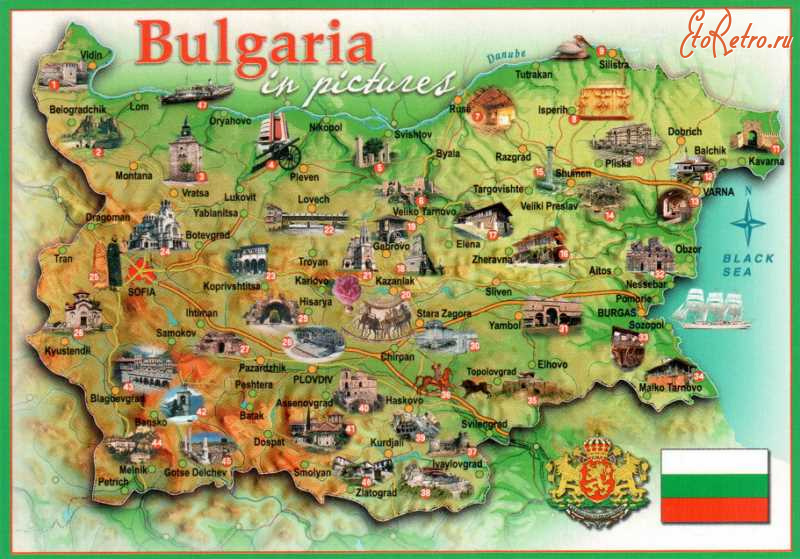 Болгария - Карта Болгарии.