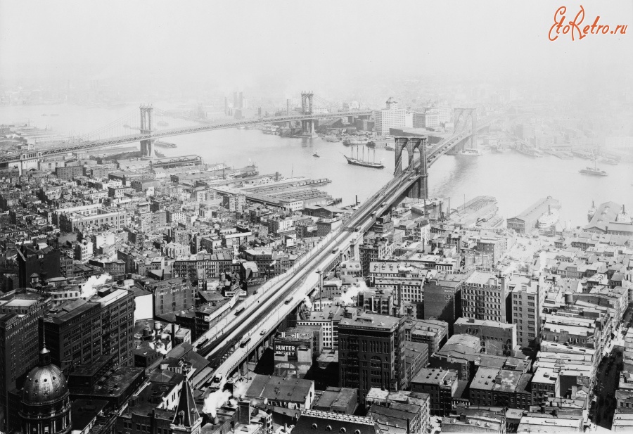 Нью-Йорк - Brooklyn manhattan bridges США,  Нью-Йорк (штат),  Нью-Йорк, Манхеттен New York City