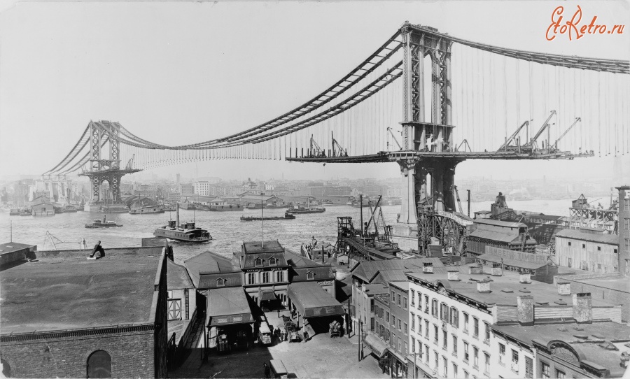 Нью-Йорк - Строительство Манхэттенского моста