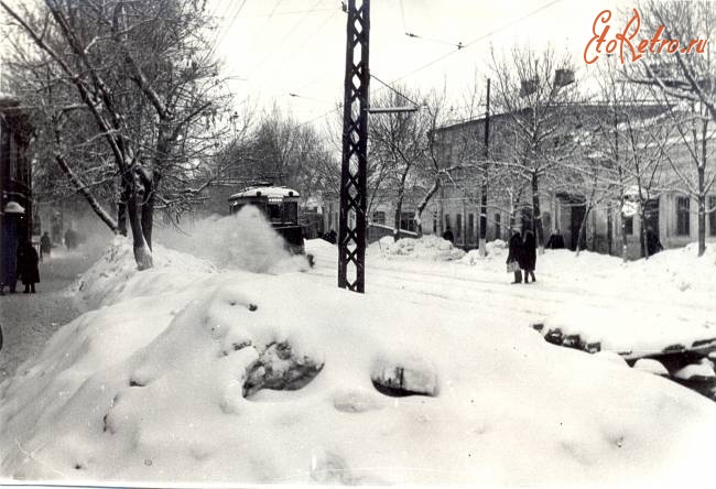 Саратов - Трамвай-снегоочиститель на ул.Кутякова