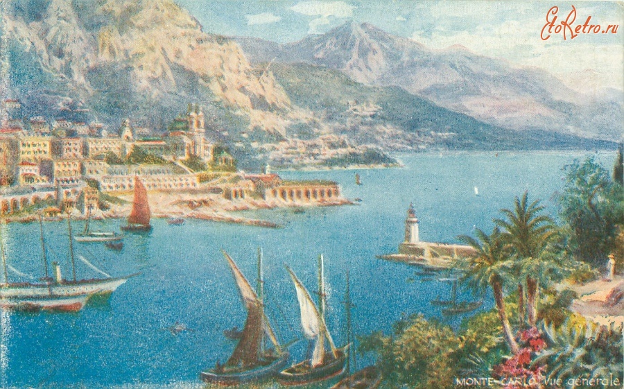 Франция - Монте-Карло. Общий вид бухты и створного маяка