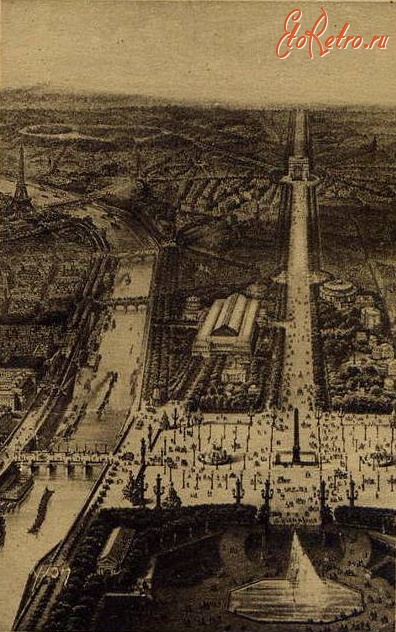 Париж - Панорама Сены,Эйфелевой башни и Триумфиальной Арки