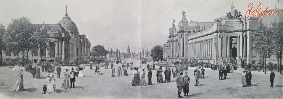 Париж - Avenue Nicolas II. Le Petit Palais. Le pont Alexandre III et les Invalides. Le Grand Palais Франция
