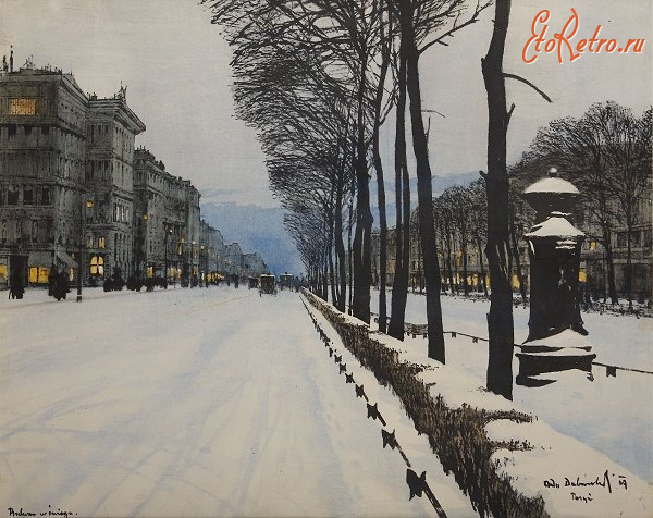 Париж - Париж.  Бульвар в снігу. Одо Добровольський.