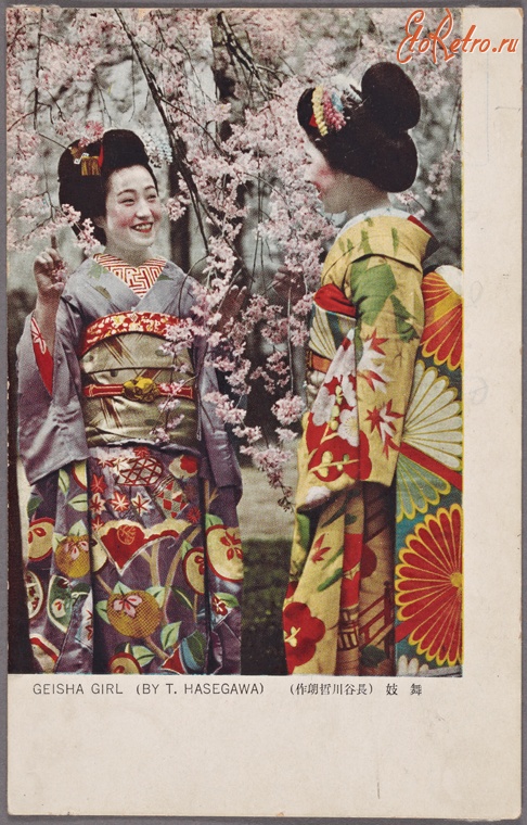 Япония - Гейши под цветущей сакурой, 1900-1940