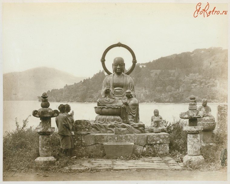 Япония - Бронзовая статуя Сама Джесо на озере Хаконе, 1870-1879
