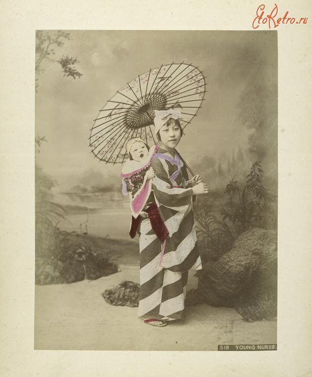 Япония - Японская девочка-нянька, 1890-1899