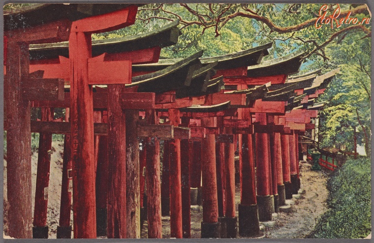 Киото - Аллея деревянных тории в храме Фусими, 1915-1930