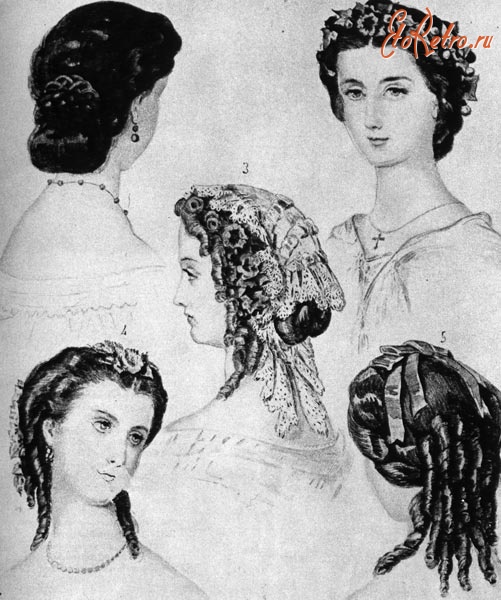 Ретро мода - Вечерние прически 1860 г.