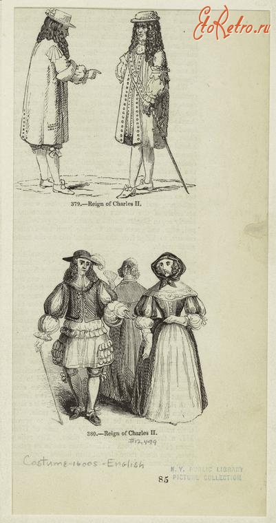 Ретро мода - Английский костюм XVII в. Эпоха Карла II