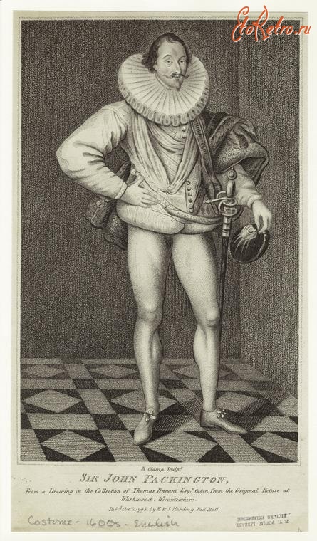Ретро мода - Английский мужской костюм XVII в.  Сэр Джон Пакингтон, 1671-1724