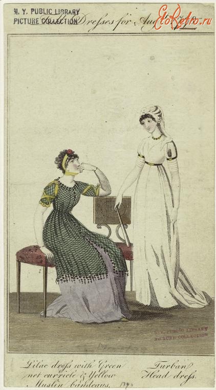 Ретро мода - Английский женский костюм XVIII в.  Платья для теплого осеннего дня, 1798