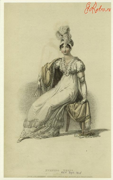 Ретро мода - Английский женский костюм 1810-1819. Вечернее платье, 1815