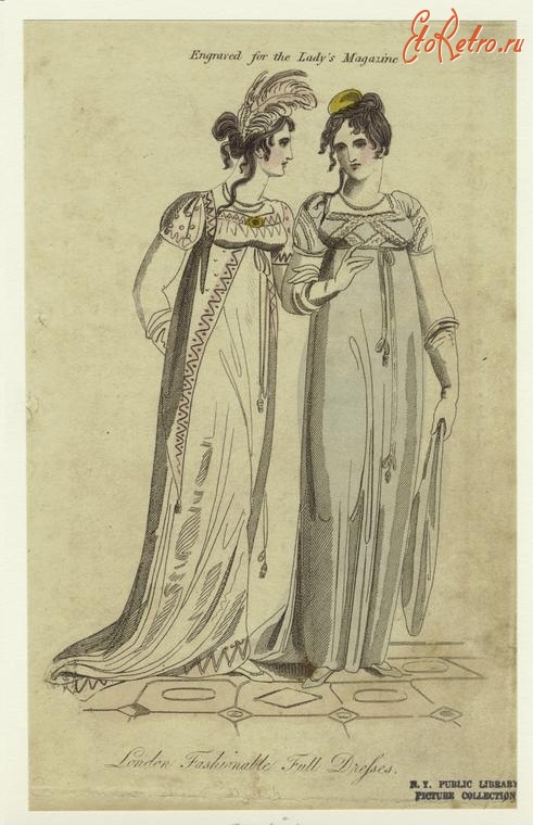 Ретро мода - Английский женский костюм 1810-1819. Лондонское модное платье