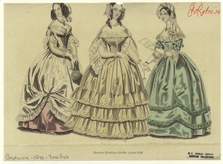 Ретро мода - Женский костюм. Англия, 1840-1849. Летняя коллекция 1840