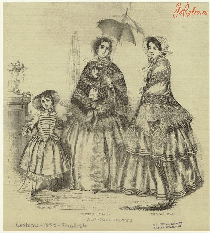 Ретро мода - Женский костюм. Англия, 1850-1859.