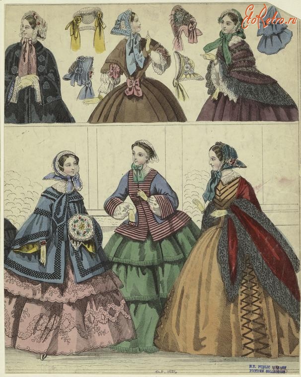 Ретро мода - Женский костюм. Англия, 1850-1859. Мода 1856