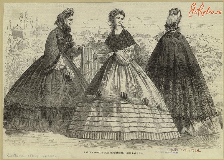 Ретро мода - Женский костюм. Англия, 1860-1869. Парижская мода, 1862