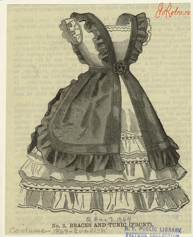 Ретро мода - Женский костюм. Англия, 1860-1869. Брекеты и туника, 1869