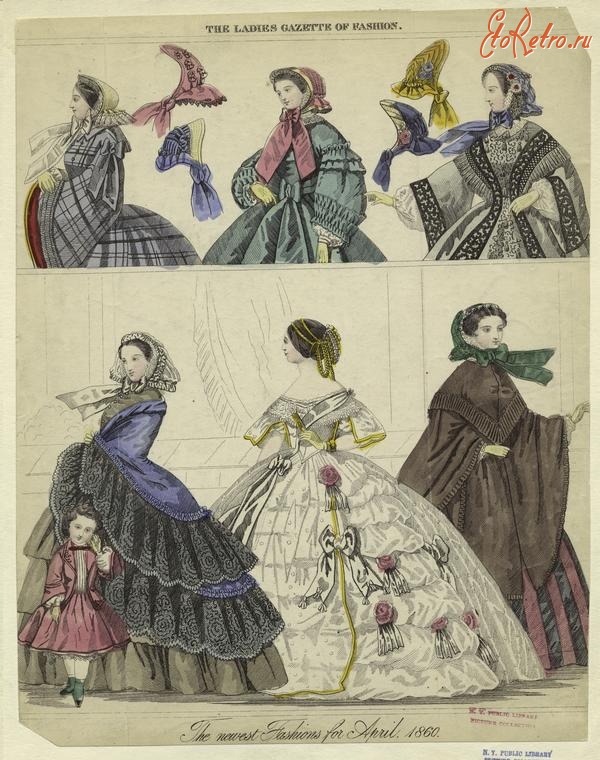 Ретро мода - Женский костюм. Англия, 1860-1869. Новейшие модели апреля 1860