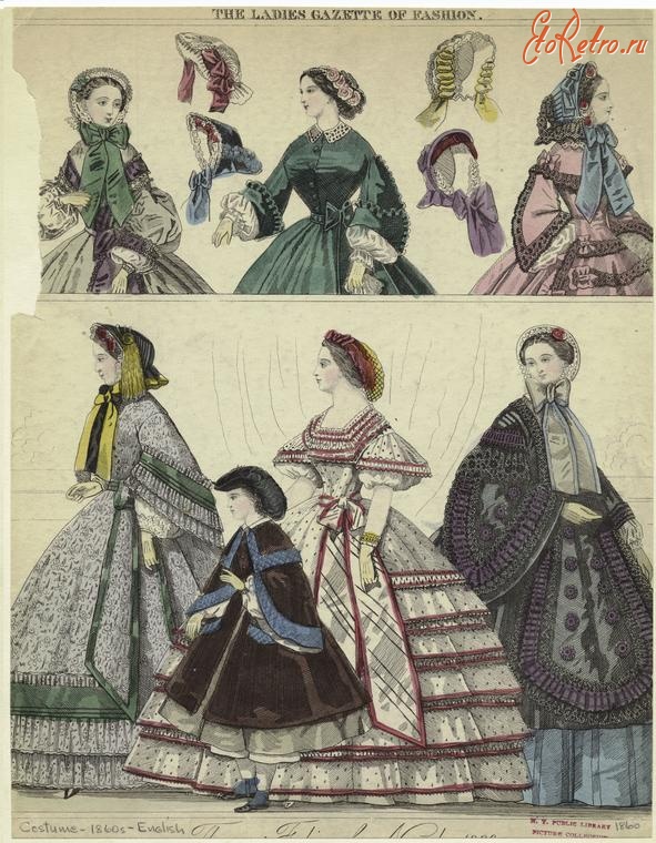 Ретро мода - Женский костюм. Англия, 1860-1869. Вестник моды, 1860