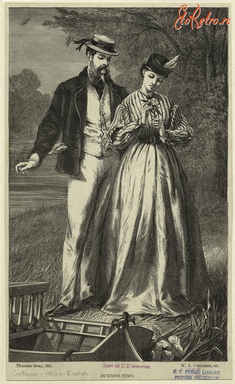 Ретро мода - Мужской и женский костюм. Англия, 1860-1869. Летние туалеты
